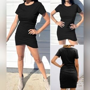 BTFBM Women’s Black Ruched Side Dress Short Sleeve XL NWOT